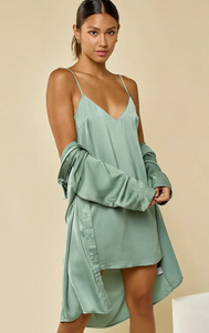 Satin Slip Dress and Shirt Set