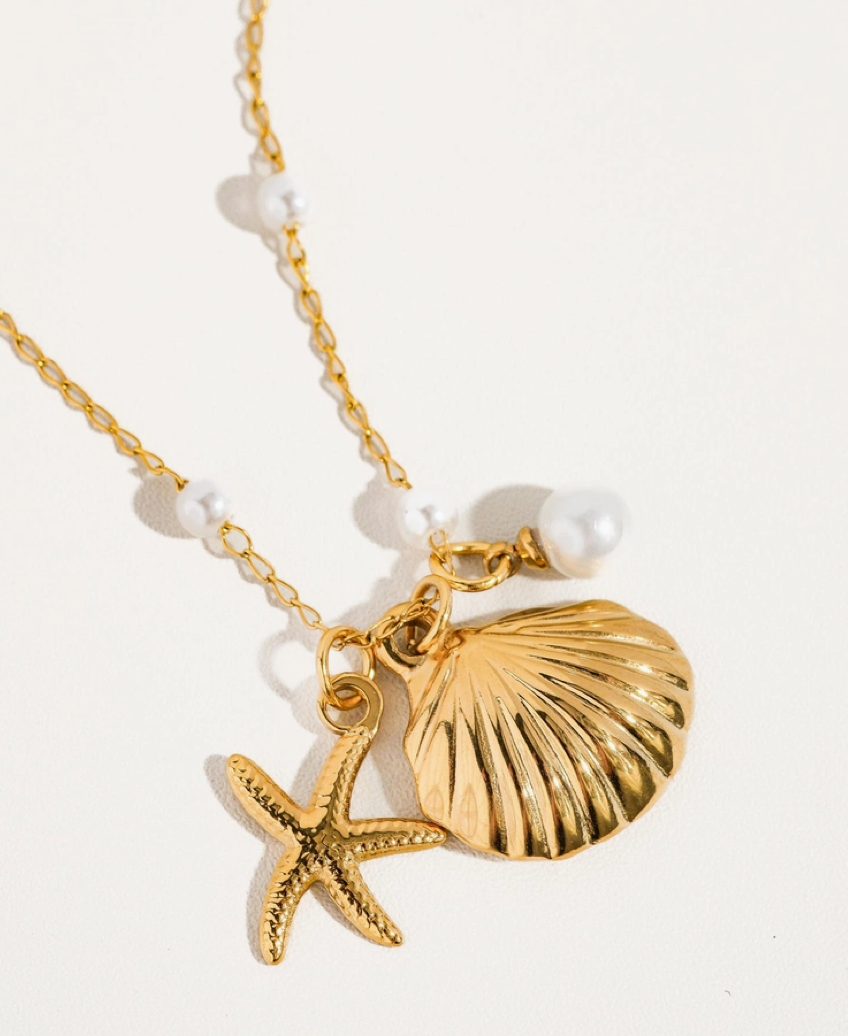 Pearl Starfish and Shell Necklace