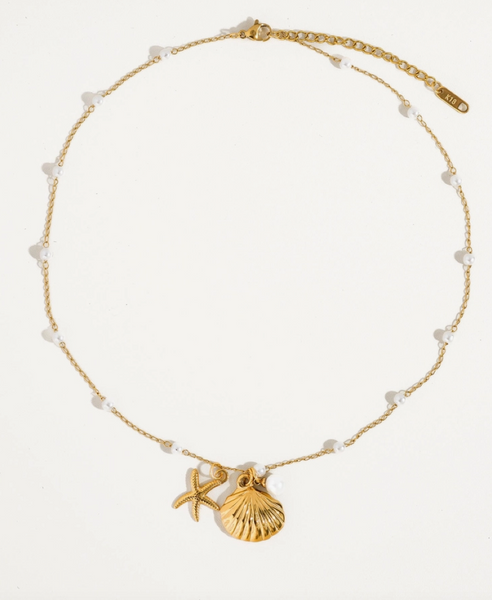 Pearl Starfish and Shell Necklace