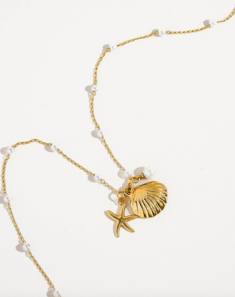 Pearl Starfish and Shell Necklace