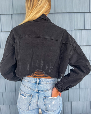 Black Cropped Denim Jacket