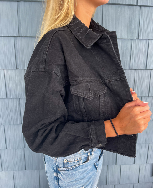 Black Cropped Denim Jacket