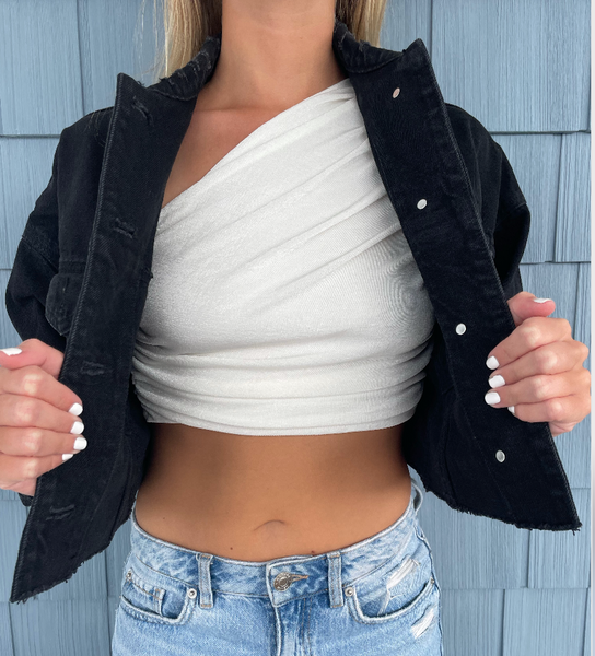 Black Cropped Denim Jacket