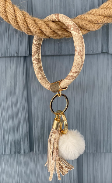 Bangle Key Chain with Pompom