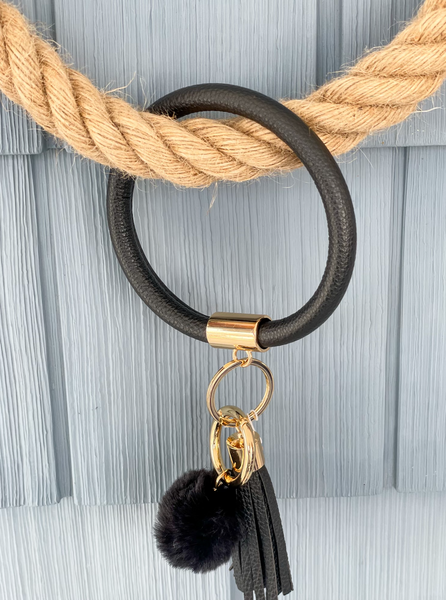 Bangle Key Chain with Pompom