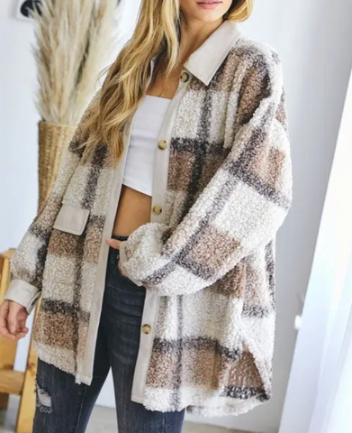 Plaid Sherpa Jacket